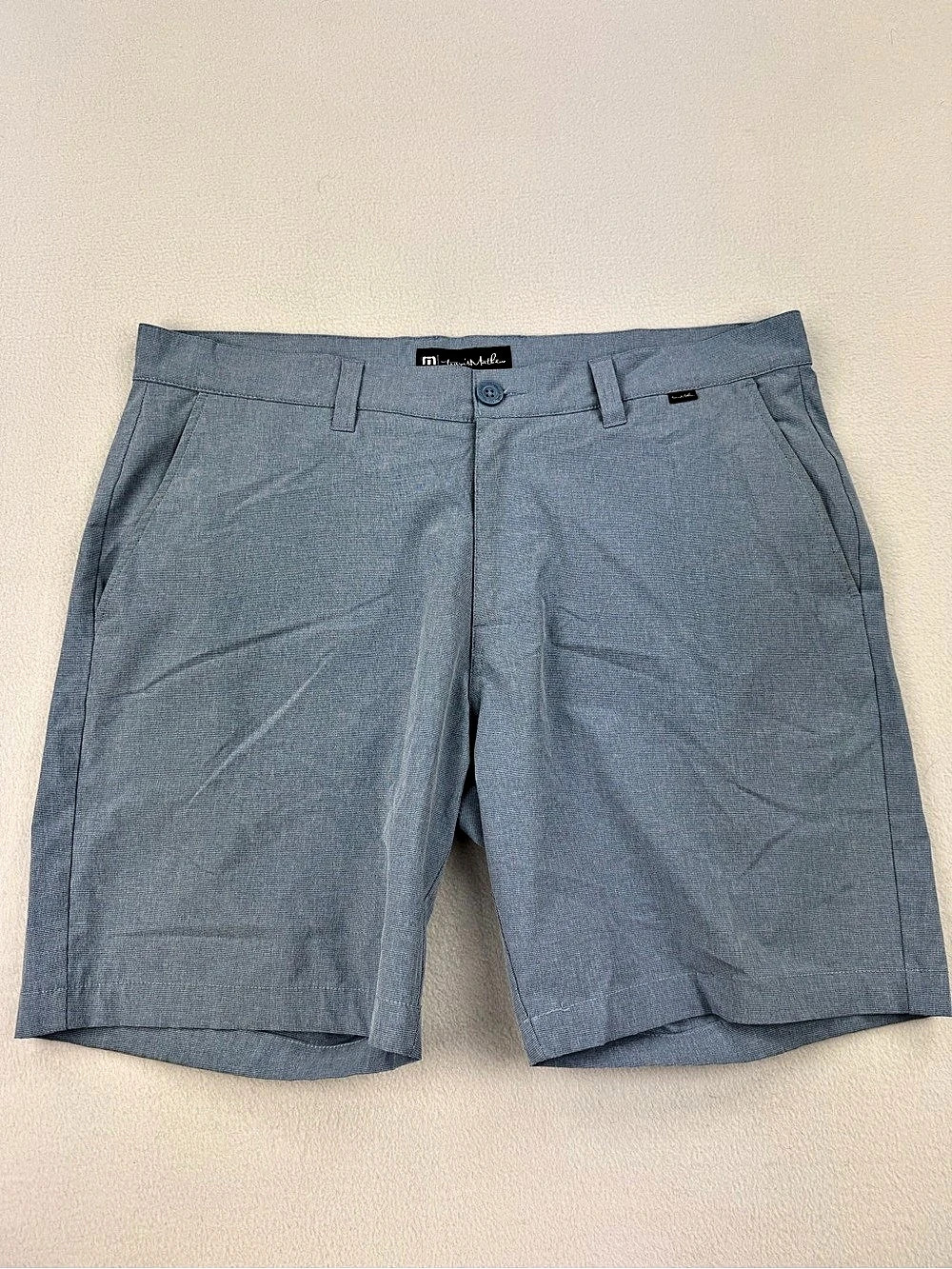 Travis Mathew Beck Golf Shorts Light Heather Blue 8” Inseam Men Size 36